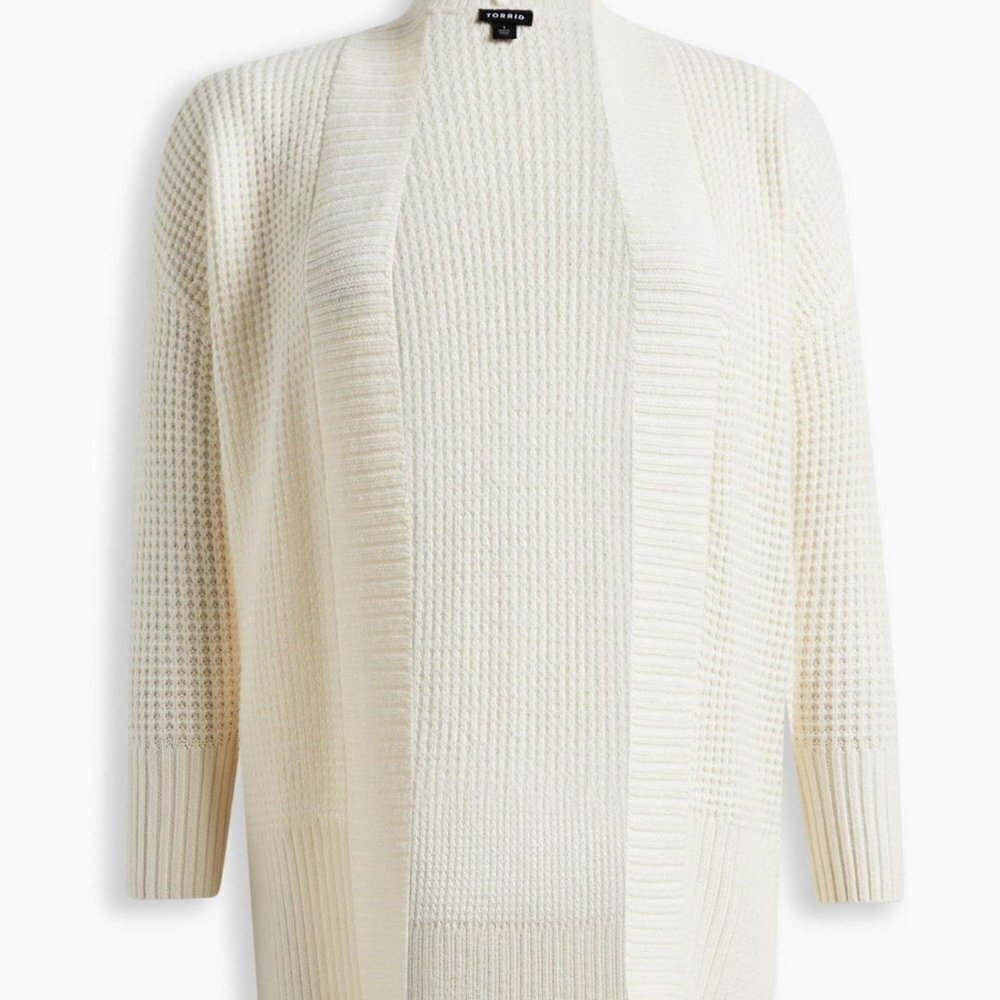 Torrid - Waffle Cardigan Sweater in Ivory - Picture 13 of 13